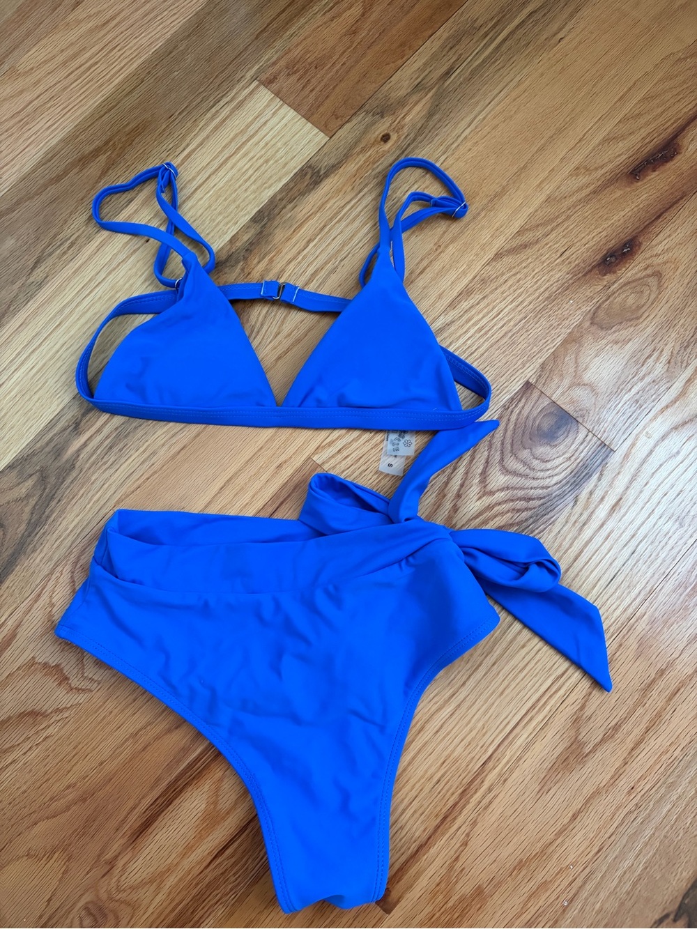 Aurelle Bright Blue Two-Piece Swim Set with Tie-Waist